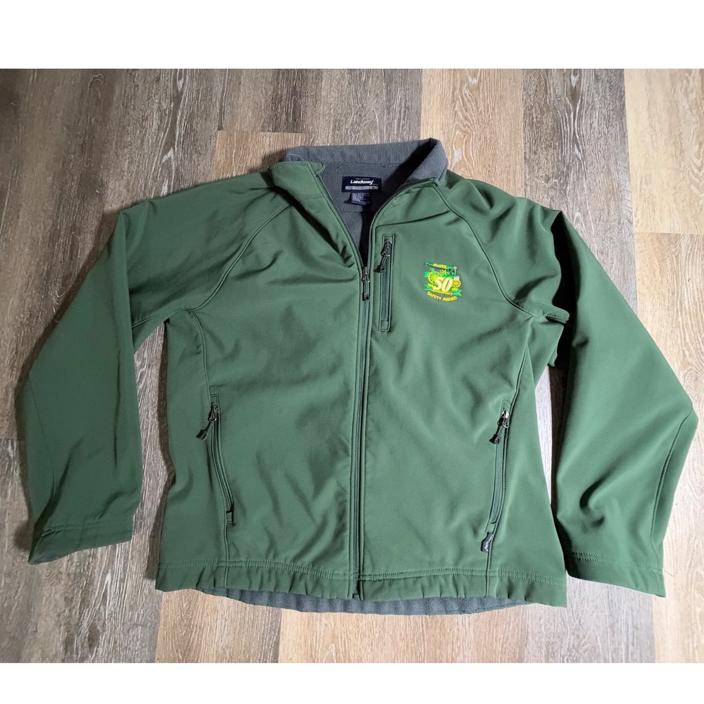 Landway Soft Shell Jacket Mens XL Green Plote 50th Anniversary Safety Award Zip